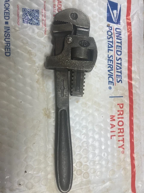Llave de mono/pipa ajustable de 10" de colección marcada ""garantizada"" #10 hecha en EE. UU.