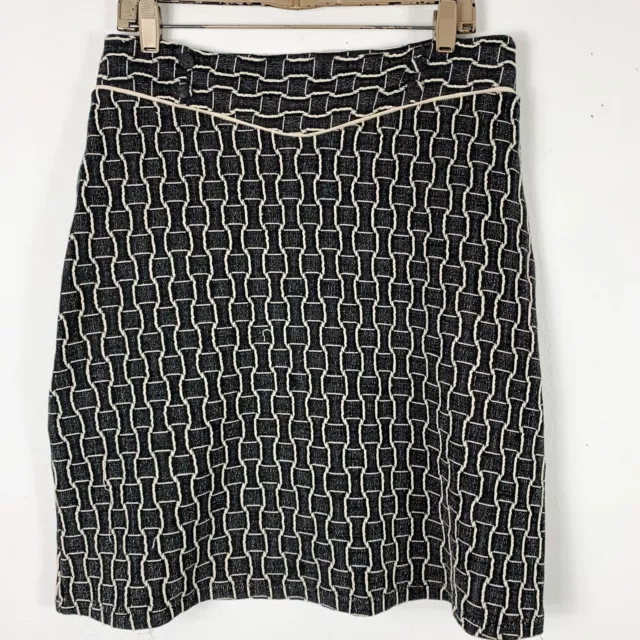 Louie Lucie Size Large Skirt Knit Stretch Knee Length Button Accent Gray Cream