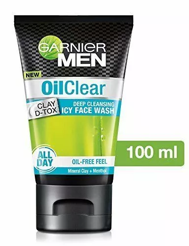 Garnier Men Oil Clear Clay D-Tox Deep Cleansing Icy Face Wash, 100gm