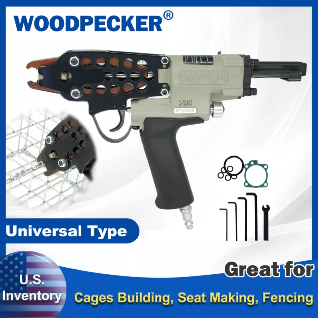 WOODPECKER C-7CA52 15 Gauge Pneumatic Hog Ring Gun Intensified Power, 3/4" Crown