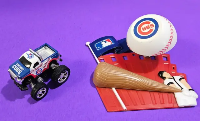 2010 MLB Chicago CUBS DecoPac Cake Topper and 2005 Fleer Cubs mini monster truck