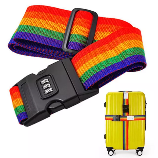 2M Travel Luggage Suitcase Strap Rainbow Baggage Backpack Belt Password Lock.AW 3