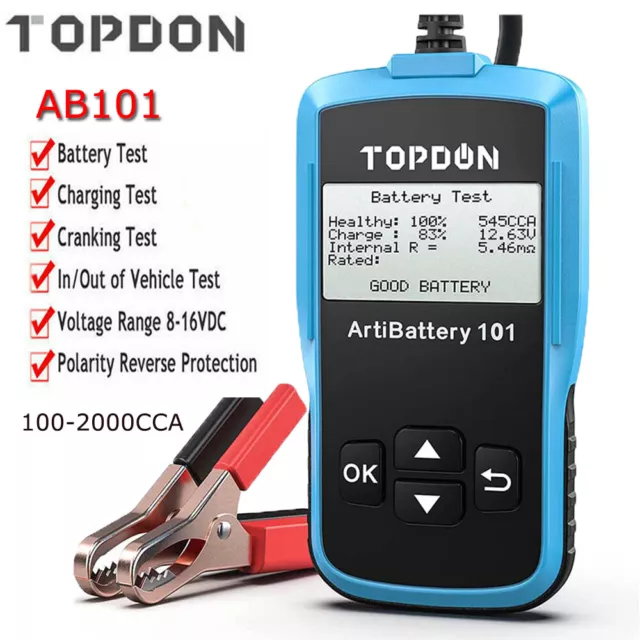 TOPDON AB101 Digital Analyzer Charging Test 12V Battery Load Tester Scan Tool