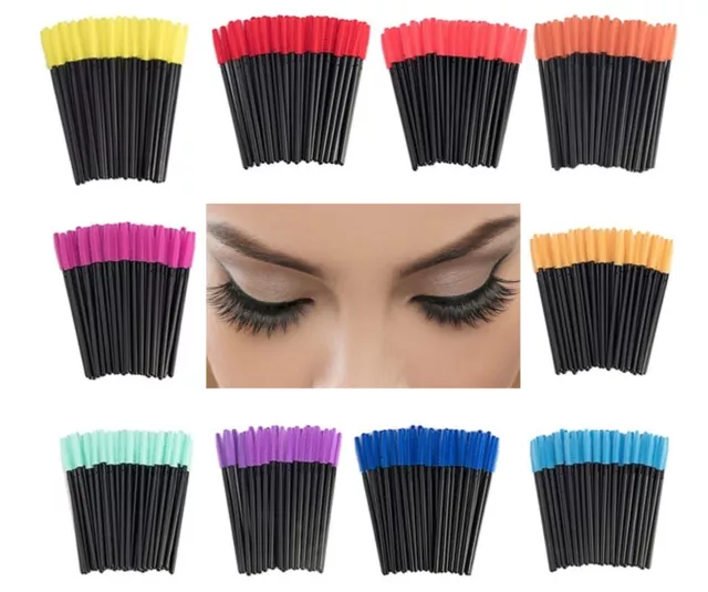 Disposable Silicone Mascara Applicator Brush Eye Lash Extension Wand Brushes x50