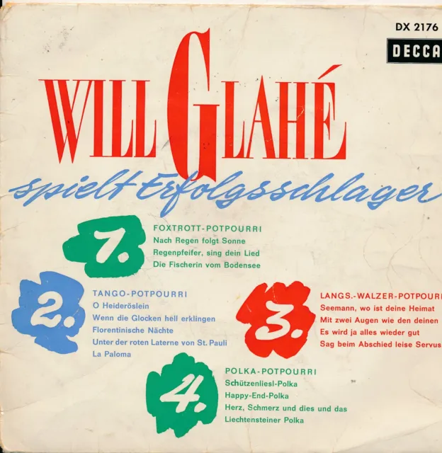 Will Glahe spielt Erfolgsschlager - Single 7" Vinyl 274/15