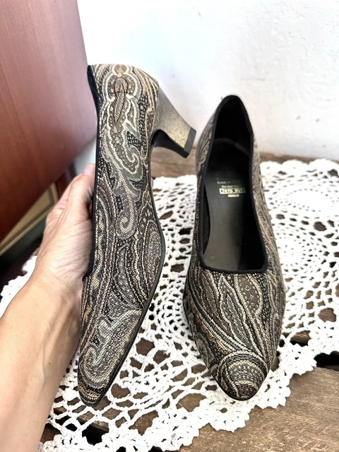 Scarpe da festa vintage oro St Michael anni '80 filo taglia 6
