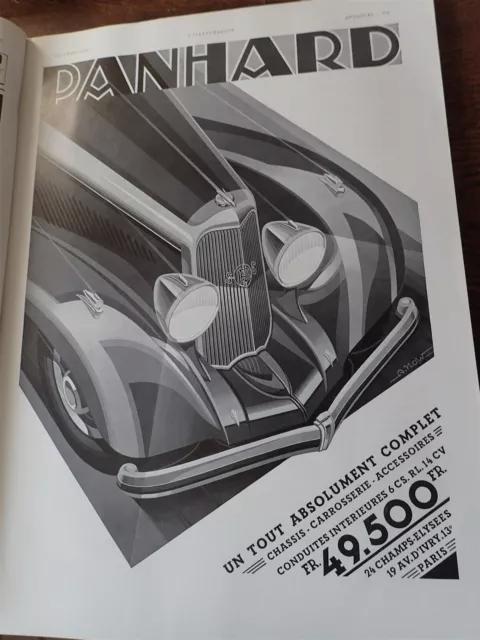 PANHARD illustrated by KOW automobile advertising paper ILLUSTRATION CHRISTMAS 1933 co