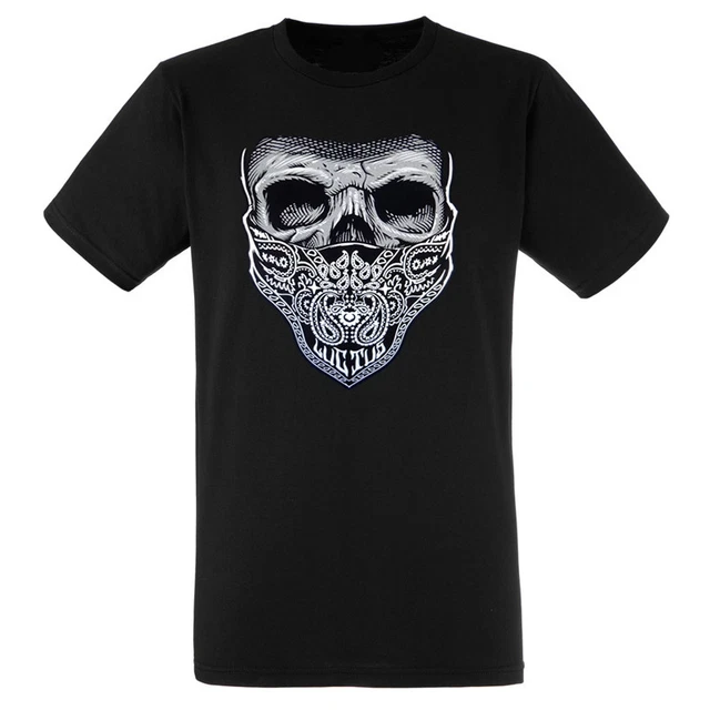 T-shirt Homme Biker - Motif Tête De Mort (skull) Et Moto - Coton - Fabriqué En France - Neuf Avec étiquettes