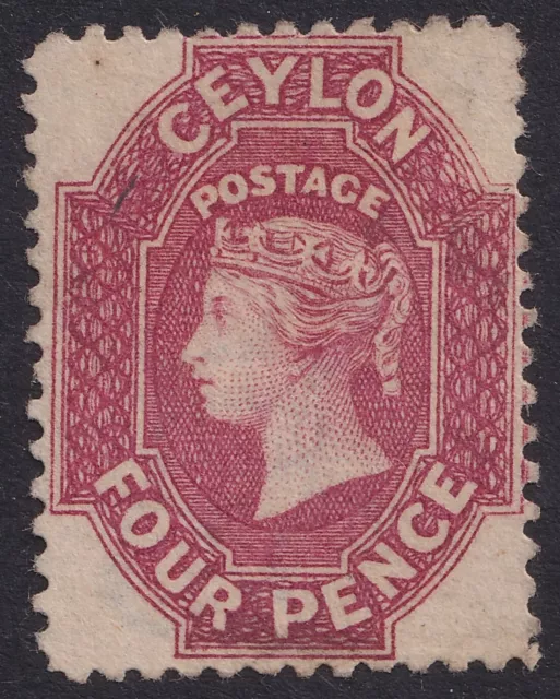 Ceylon 1863 4d Rose-Carmine SG52 Perf 12.5 Unused Cat. £900.00