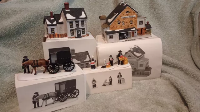 Dept 56 New England Village Series Amish Collection Lot Of 4, 6 Pieces Total