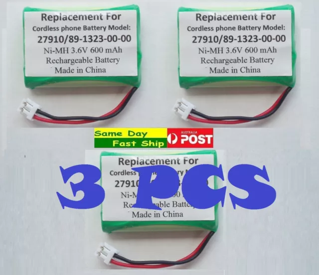 3x Ni-MH 600mAh 3.6V Generic Replacement Battery for Model 27910 89-1323-00-00