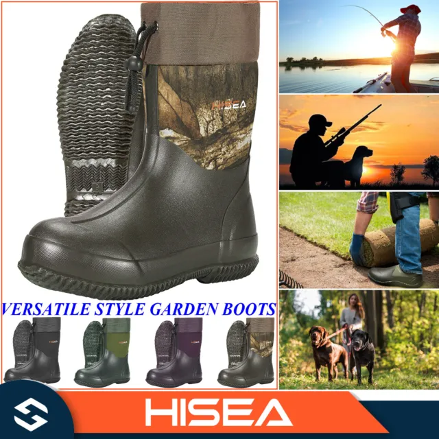 HISEA Men's Garden Boots Ankle Neoprene Rubber Muck Mud Chore Working Rain Boots