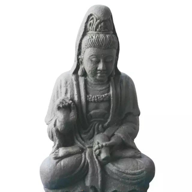 Guanyin Yin Goddess Mercy Garden Statue Cast lava stone Sculpture Asian Yard Art