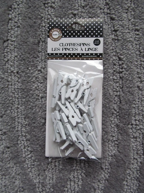 NUEVO Mini Pinzas de Ropa Canvas Corp Home Basics 25 piezas Blanco 1" Decoración Artesanal CLS2143