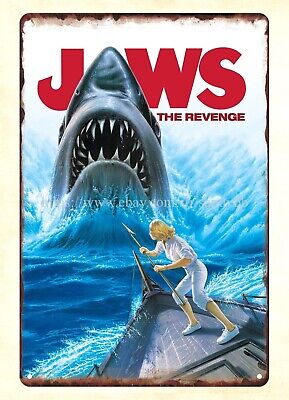 1987 Jaws the revenge horror movie metal tin sign nostalgic garage shop wall
