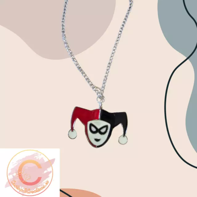 HARLEY QUINN SILVER PLATED NECKLACE 214 c