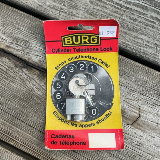 Click N Lock VINTAGE 1970S UNUSED Burg Cylinder Telephone Lock For Old Rotary Dial ...
