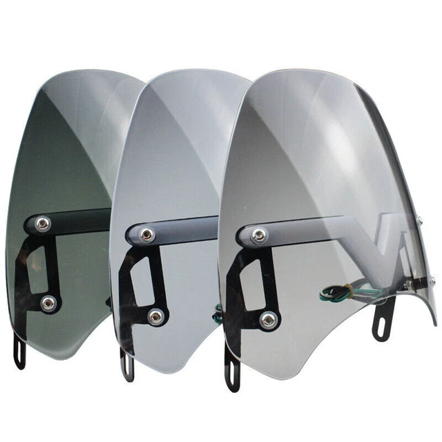For Motorcycle Cruiser Windshield Windscreen With Light and Mounting Kit