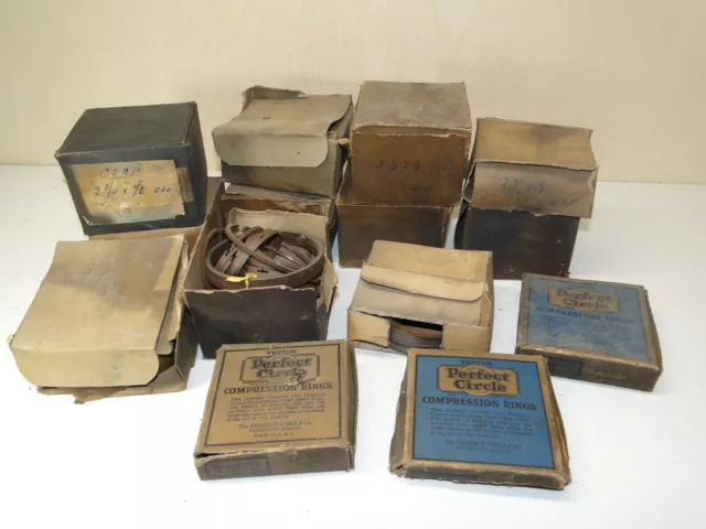 Perfect Circle & Misc Vintage COMPRESSION PISTON RING SETS Big Lot Rusty Look