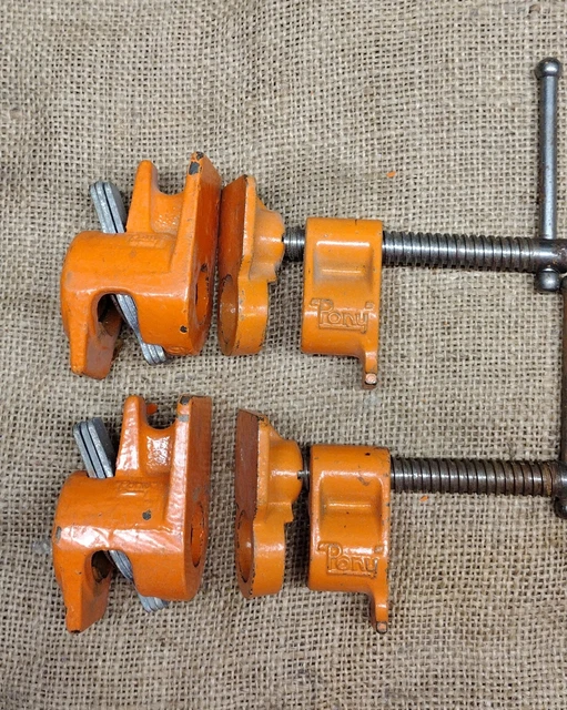 2 Sets Vintage Jorgensen Pony 1/2" Woodworking pipe clamps