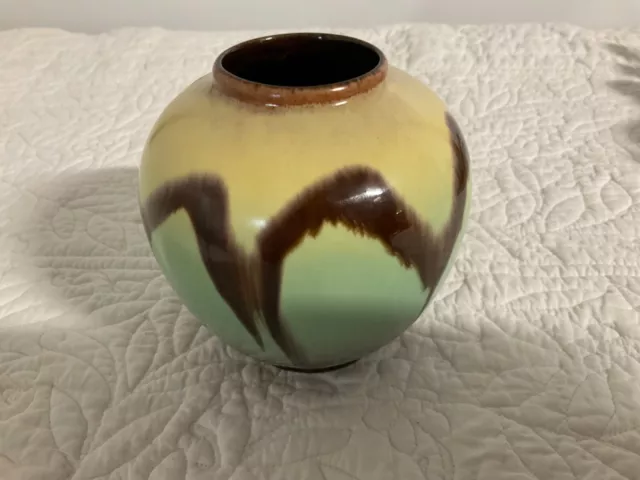 1970s east german pottery vase in bright majolica glaze - VGC 