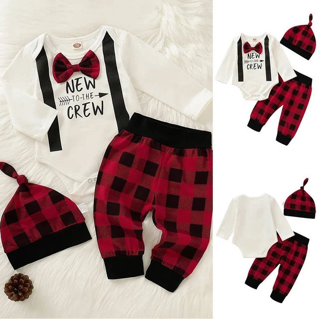 Newborn Baby Boy Bowtie Romper Tops+Camo Pants +Hat Set Gentleman Clothes Outfit