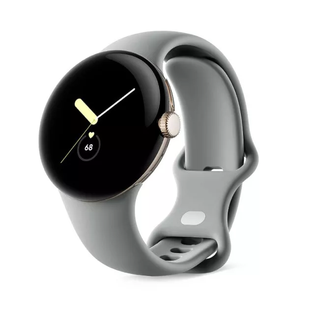 Google Pixel Watch LTE Champagne Gold Stainless Steel Case with Hazel Active ...