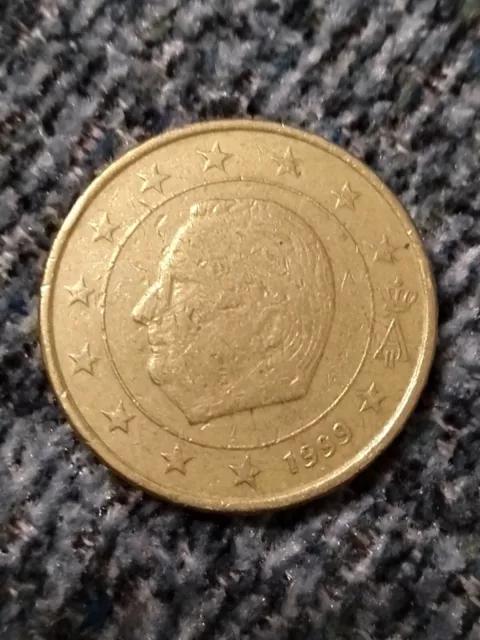 1999 Belgium euro 50 cent coin. Circulated & Collectable!