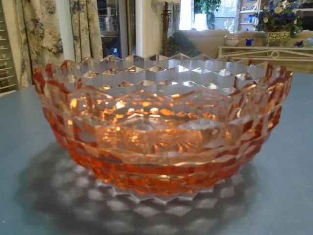 Whitehall Colony Fostoria American Cube Pink Serving Bowl