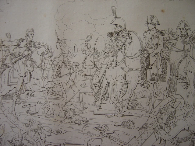 Grande gravure de la Bataille d' AUSTERLITZ  Slavkov u Brna  Napoléon Bonaparte