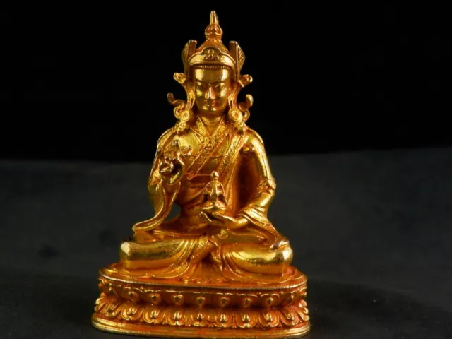 Nice Tibetan Brass W/Gilt Hand Made *Padmasambhava* Statue SS120