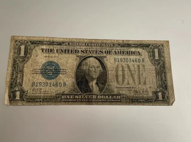 $1 1928B One Dollar USA Silver Certificate Bill Money Blue Seal Note Currency