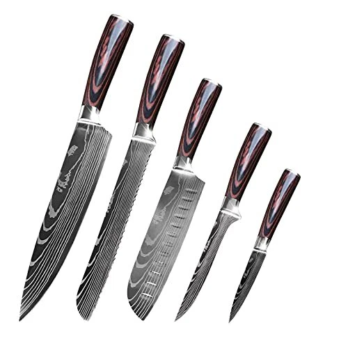 Gustrug Cuisine 5 Pièces Set Cuisine avec Poignée Confortable Fabriqué en Aci...