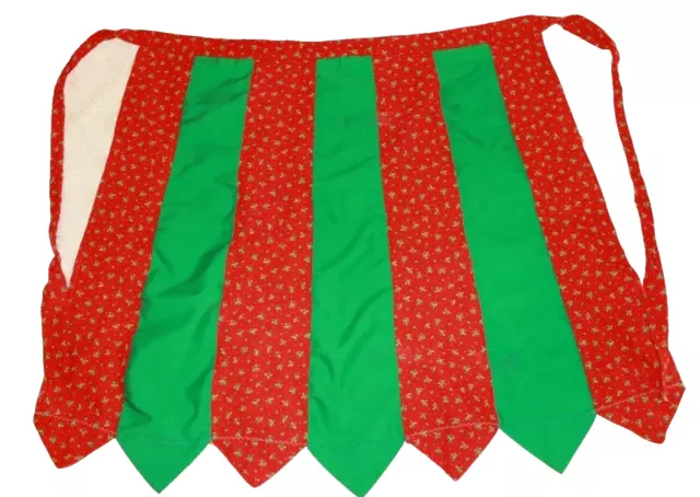 Cute Hand Made Christmas Apron Red Holly Solid Green Made From Necktie Pattern