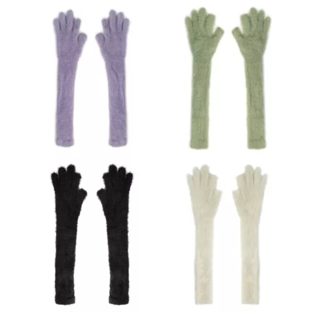 Adult Knit Gloves Touchable Screen Mitten Stretchy Gloves Long Arm Warmer Gloves