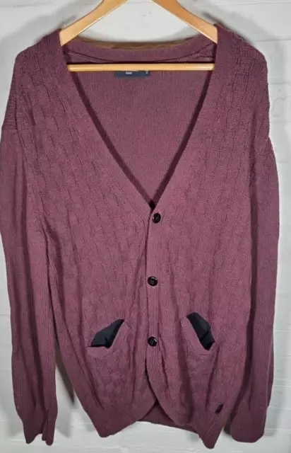 PAUL SMITH Mens Cardigan Sweater XL  Extra Large Purple Cotton