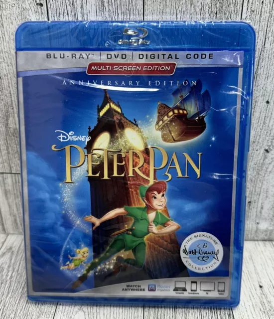 Disney Peter Pan Anniversary Edition (Blu-ray +  DVD + Digital code) New  Sealed