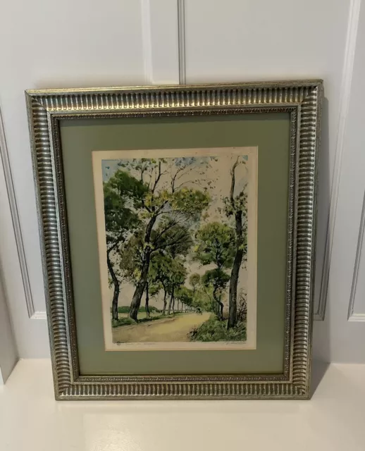 Etching by Paul Emile Lecomte “On the Road to Dieppe" Matted & Framed Signed