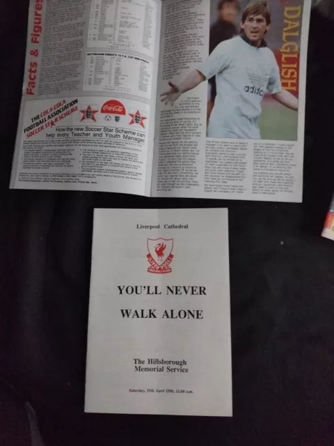 FA CUP SEMI FINAL 1989 Liverpool  Forest Programme Hillsborough Memorial Service 2