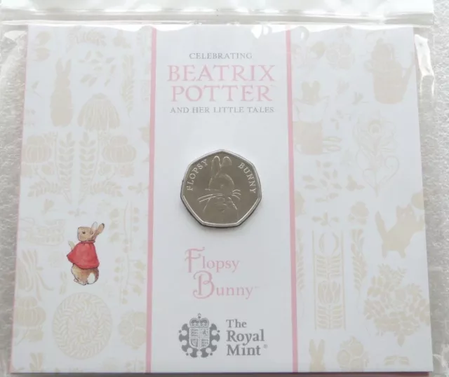 2018 Royal Mint Beatrix Potter Flopsy Bunny 50p Fifty Pence Coin Pack Sealed