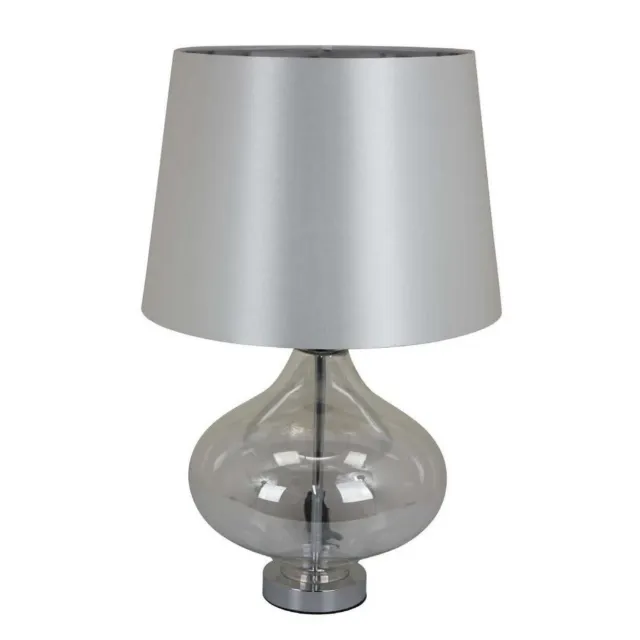 Lilo 24 Inch Table Lamp Cone Shade Round Drop Narrow Top Transparent -Saltoro