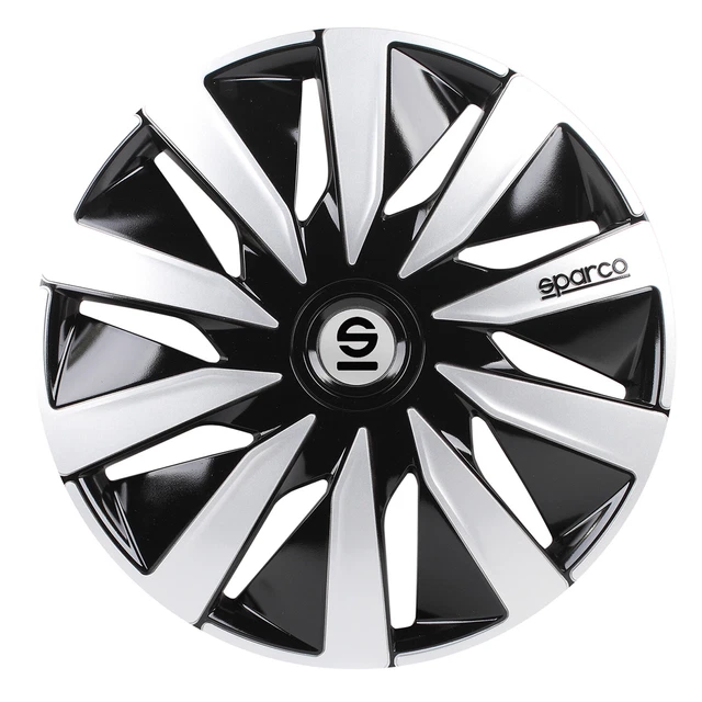 Set 4 Copricerchi Sparco Sicilia 14 Pollici Nero/carbonio - Stile Sportivo Per Auto
