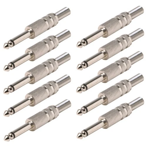 NEW 10 pack 1/4" male mono monaural audio cable jack connector plugs