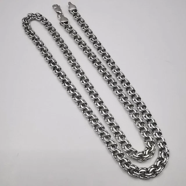 Chaîne En Argent 925 Massif Vintage, Signée - Poids 21,78g - Bijou Ancien élégant
