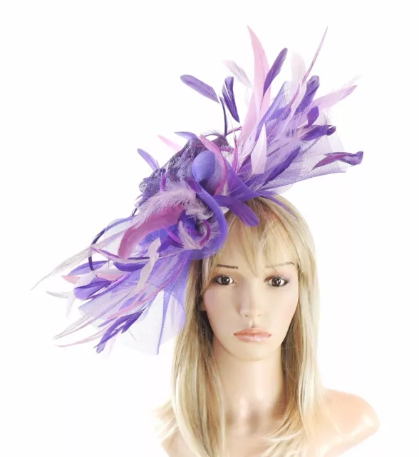 Purple Lilac Dark Pink Magenta Kentucky Derby Hat Ascot Fascinator Hatinator 2