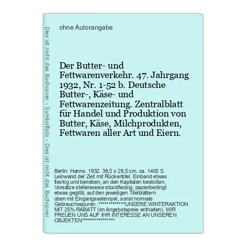 El Mantequilla Y Fettwarenverkehr. 47. Año 19