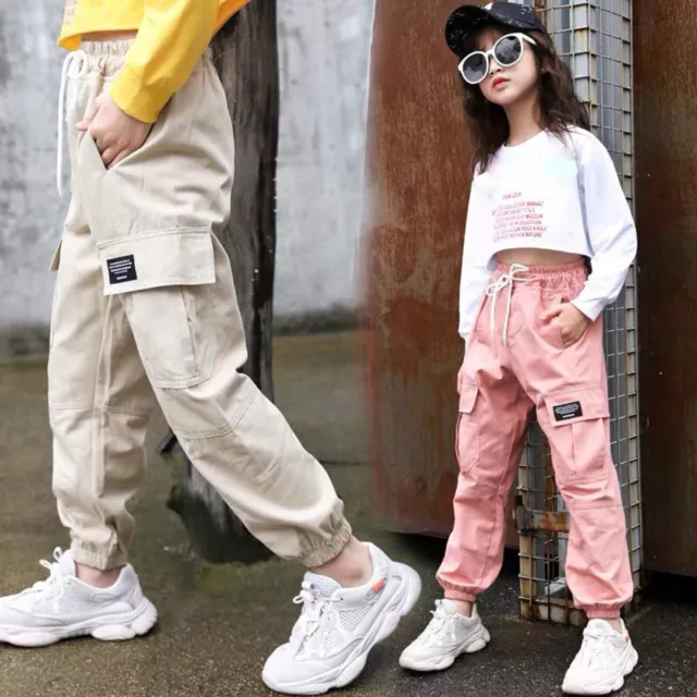 Kids Toddler Baby Girls Spring Summer Print Cotton Long Pants Cargo Jogger