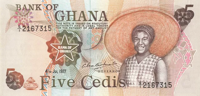 Ghana 5 Cedis 1977 UNC