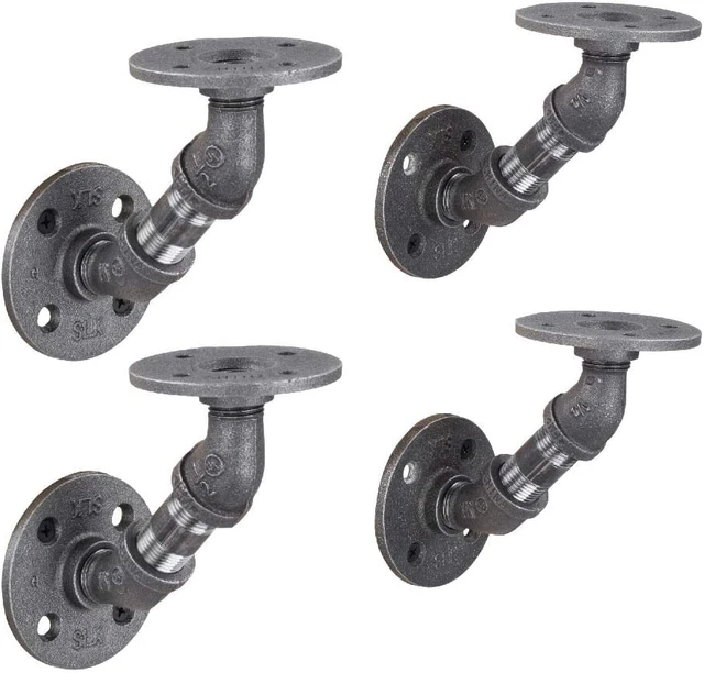 Pipe Shelf Brackets, Industrial Angled for Rustic Floating Shelves,Iron Metal 3