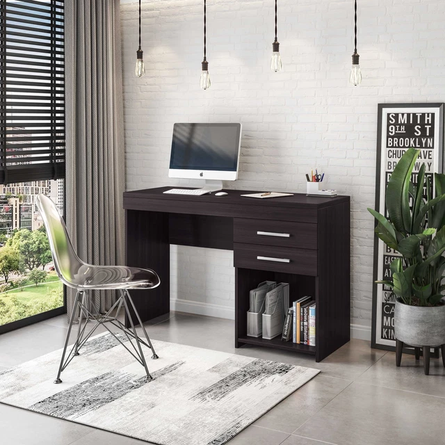 Brown Computer Desk for Home Office or Bedroom, with Drawers, Ideal for Small